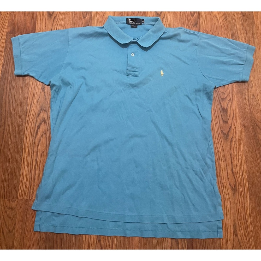 Polo Ralph Lauren Polo Shirt Mens Extra Large Vintage Made USA Blue Cotton Pique